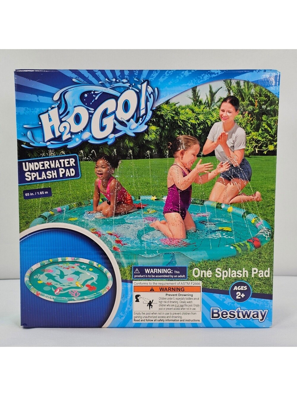 Bestway H2OGO! Underwater Splash Pad 65" Kids Sprinkler Play Mat Ages 2+ 52323